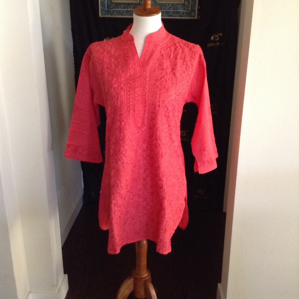 Salmon color Lucknowi top
